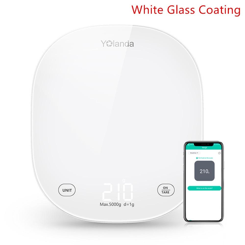 5kg Smart Kitchen Scale Bluetooth APP Electronic Scales Digital Food Weight Balance Measuring Tool Nutrition Analysis 5Kg белый