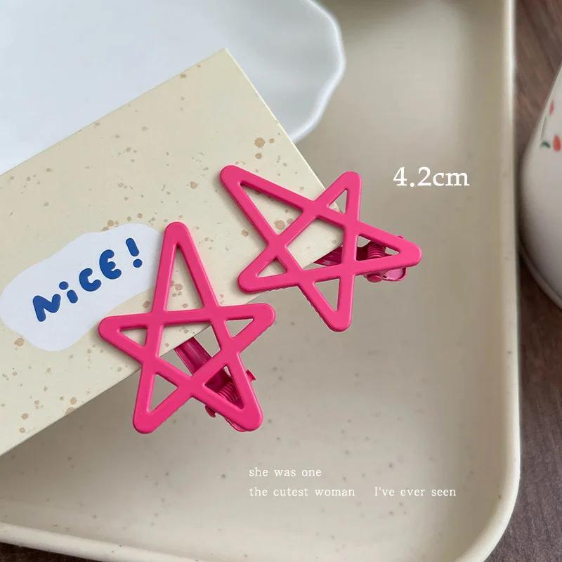 2Pcs Candy Color Metal Star Hair Side Clips Hairpins Girls Sweet Colorful Barrettes for Baby Cute Children Styling Accessories