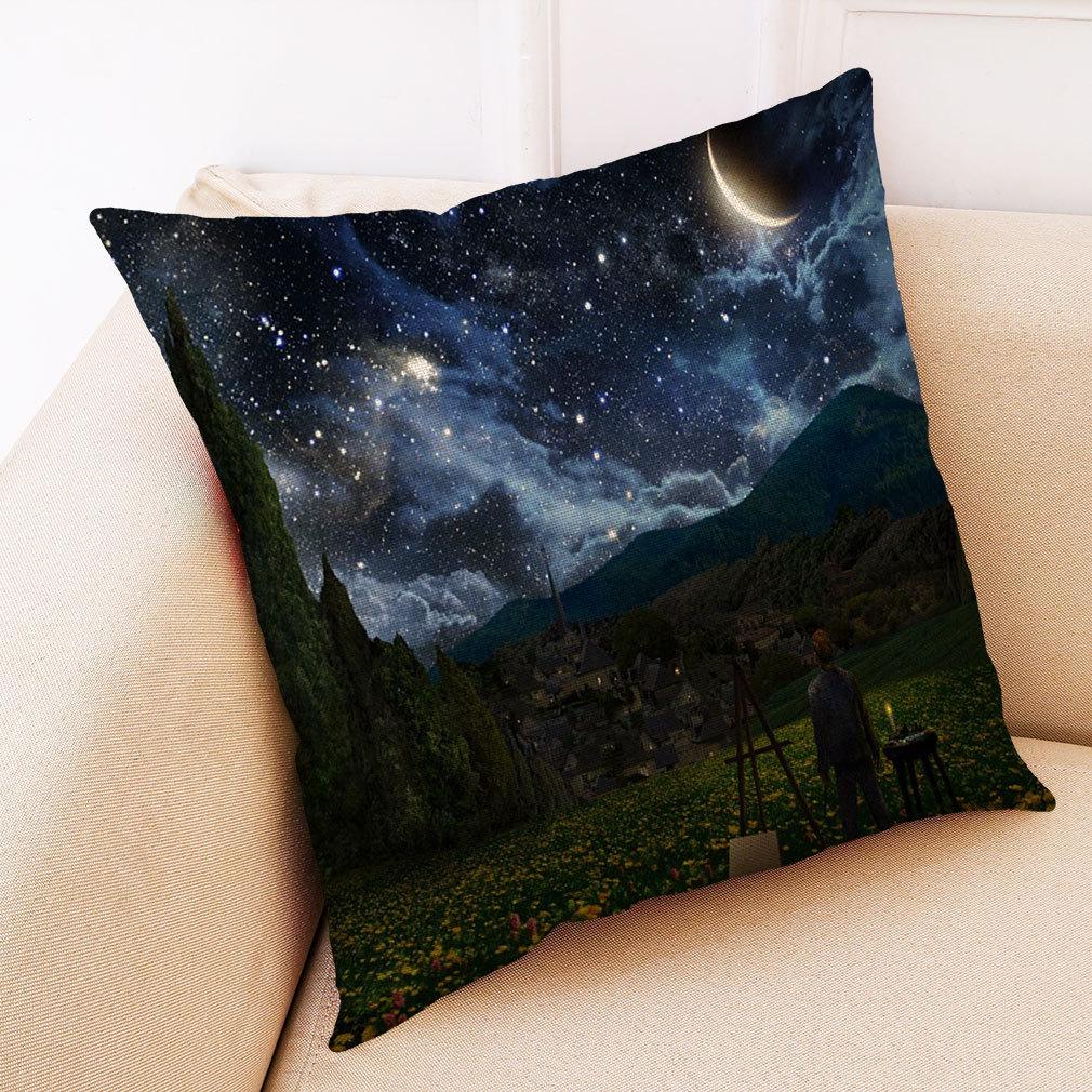 Van Gogh Sternenhimmel Leinen Kissenbezug Hülle Nordische Ölgemälde Kissen Dekorative Heimdekoration Sofakissen