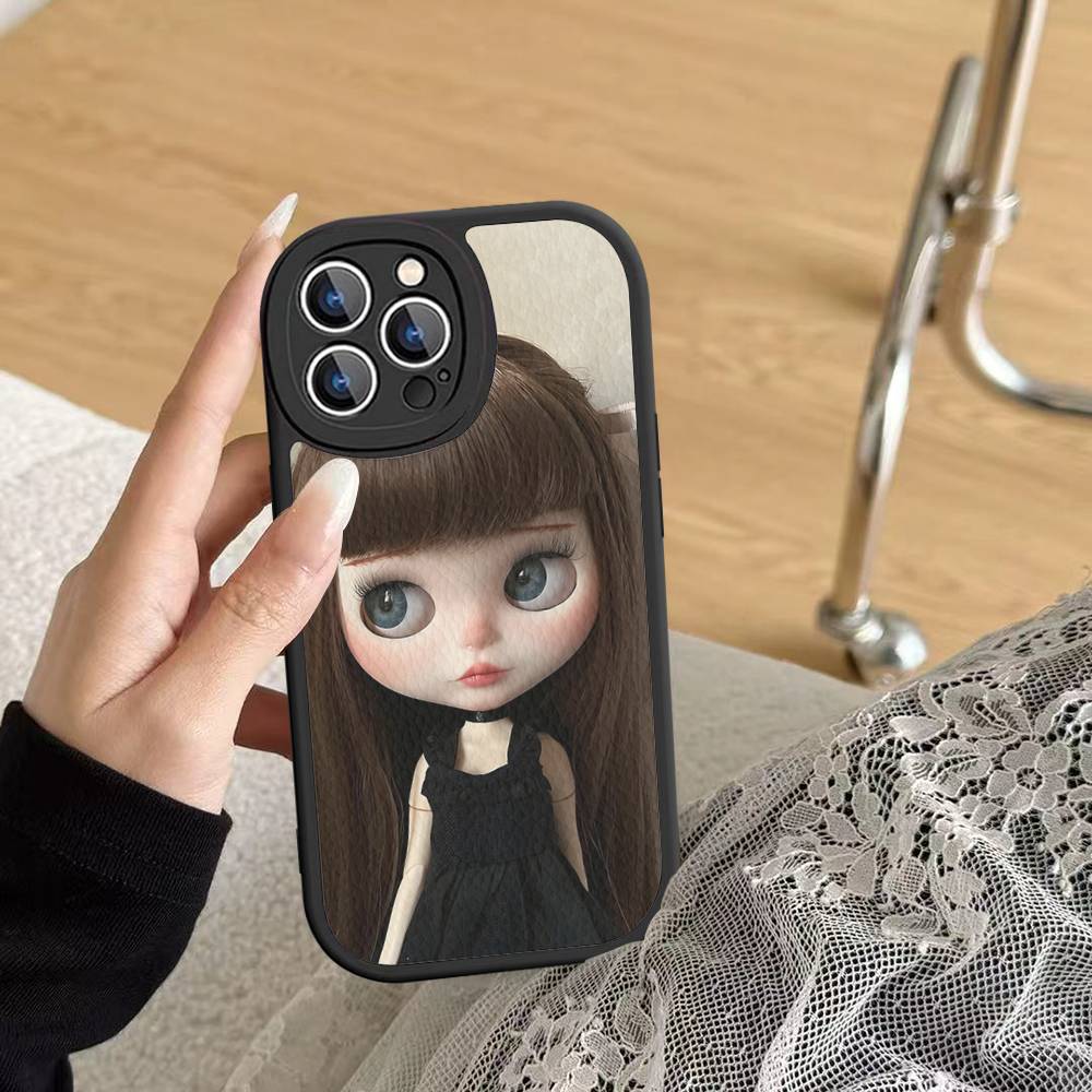 Dark Cute Girl Doll Art Phone Case For IPhone 16 15 14 13 Pro Max 11 12 Plus Leather Silicone Cover