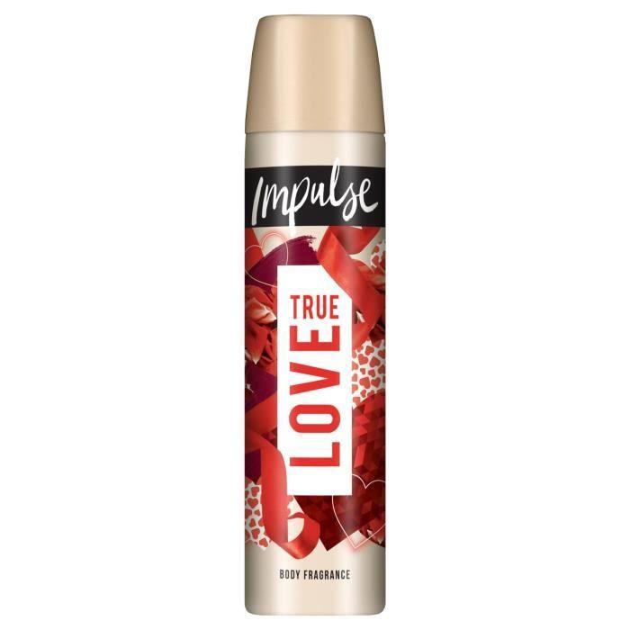 Sprejový deodorant - IMPULSE - True Love - 75 ml - Vůně růže a kokosu - Balení 4 ks