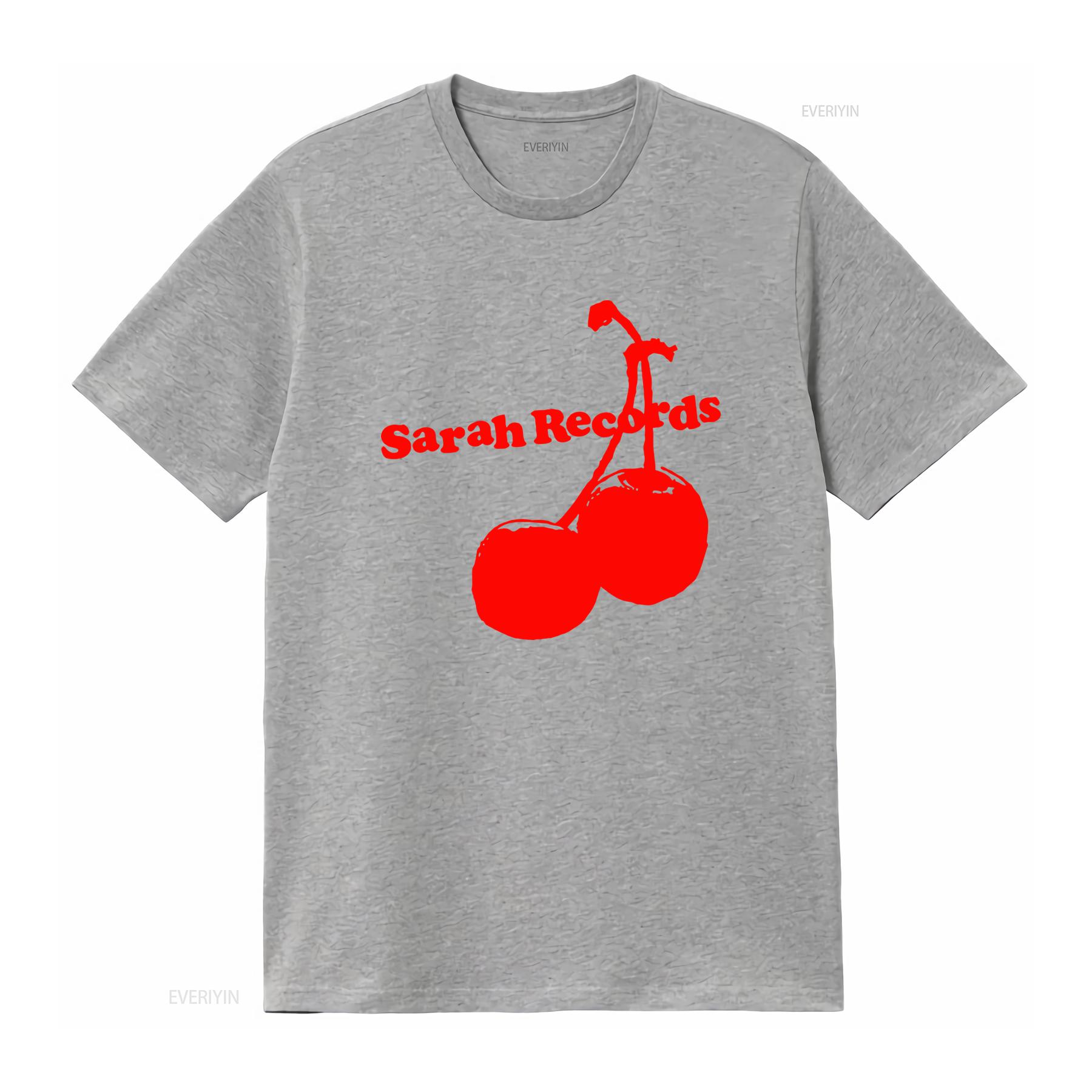 

Sarah Records T Shirt Retro Cherry Print Vintage Indie Rock Style Soft Cotton Perfect for Music Lovers vintage Washed fashion S
