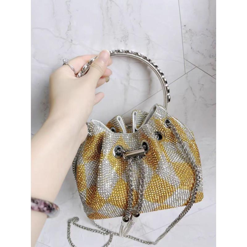 2026 Womens Crystal-Embellished Crossbody Bag Fringe Detail Small Square Shoulder No Top Handle