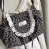 Korean Sweet Lovely Floral Tote Bag Women Lace Large Capacity Canvas Shoulder Bag Ladies Harajuku Gentle Versatile Underarm Bags