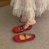 Retro Evening Wind Bow Ballet Shoes Women's Word with Round Head Mary Jane Shoes French Light Mouth Low Heel Small Single Shoes