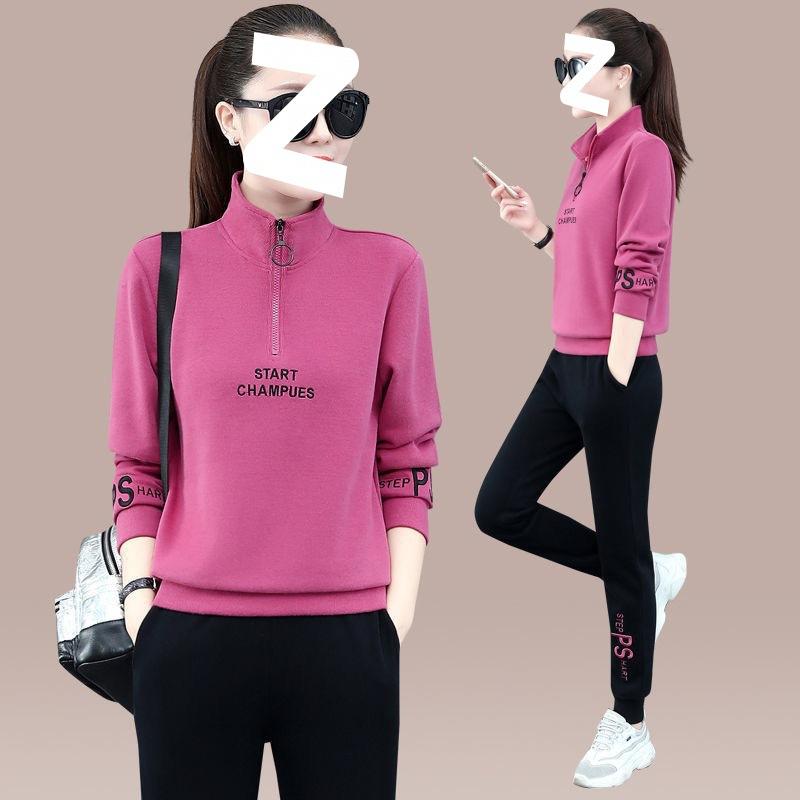 Trendy Two-piece Loose-fitting Crew-neck Hoodie Casual Set Sporty Casual Suit for Ladies Spring/autumn