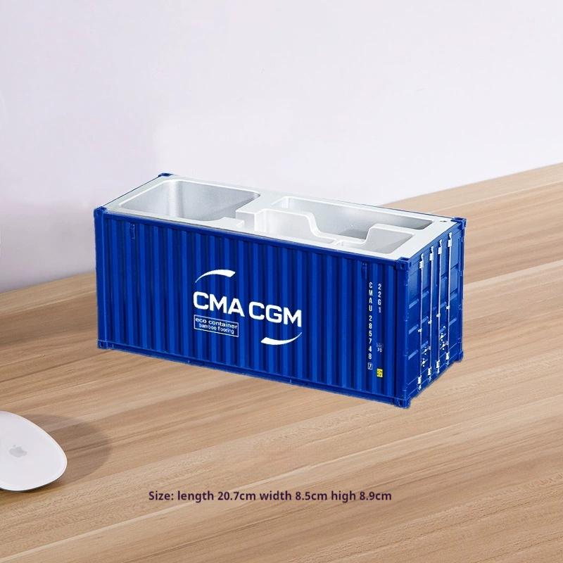 1:30 Scale Shipping Container Business Card Organizer Desk Stationery Storage Box Office Decor Pen Holder Creative Gift Ornament