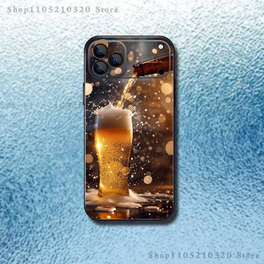 Beer Art Pattern Phone Case For iPhone 17,16,15,14,13,12,Pro,Max,Plus,E,SE4,Air,Mini Black Soft Box