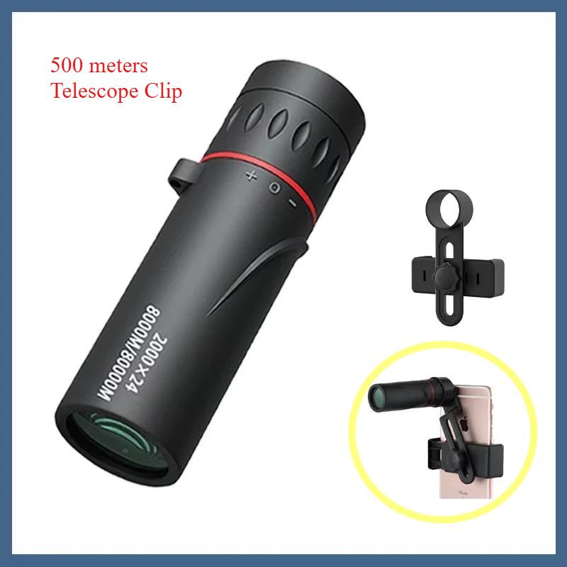 Monocular Telescope Mini Portable Mobile Phone Telescope with Holder Outdoor Camping Hunting Birdwatching Telescopes 2000x24 HD