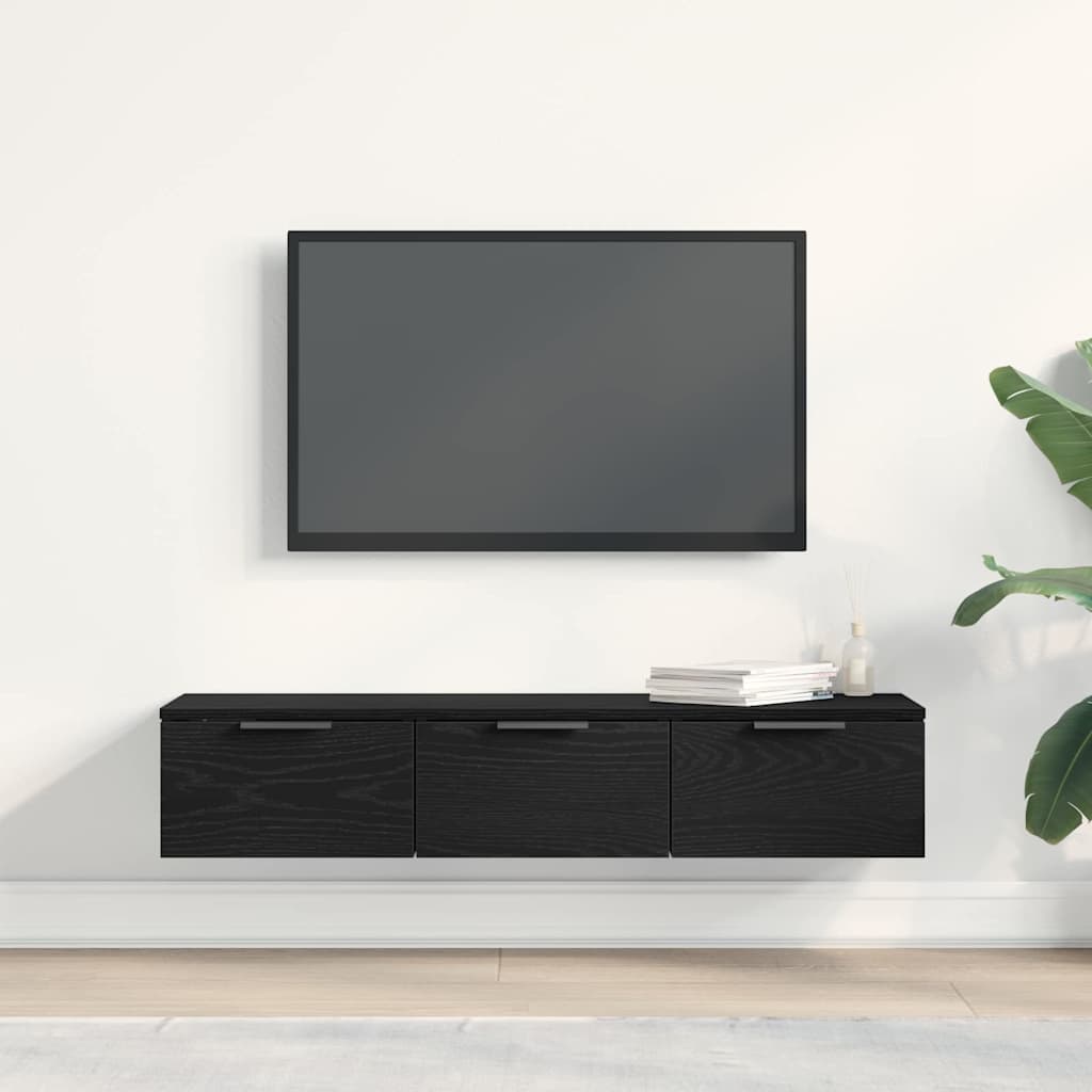 Wall Cabinet Black Oak Look 102 x 30 x 20 cm Engineered Wood