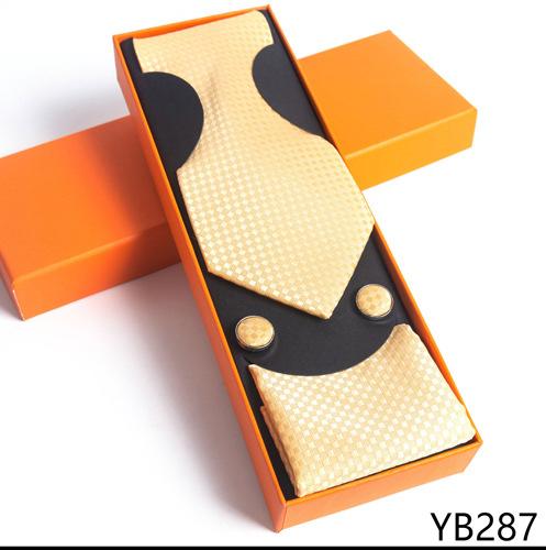 Herrenkrawatte mit quadratischer Manschette, Geschenkbox-Set, Business-Casual-Krawatte, Orange, Geschenkbox