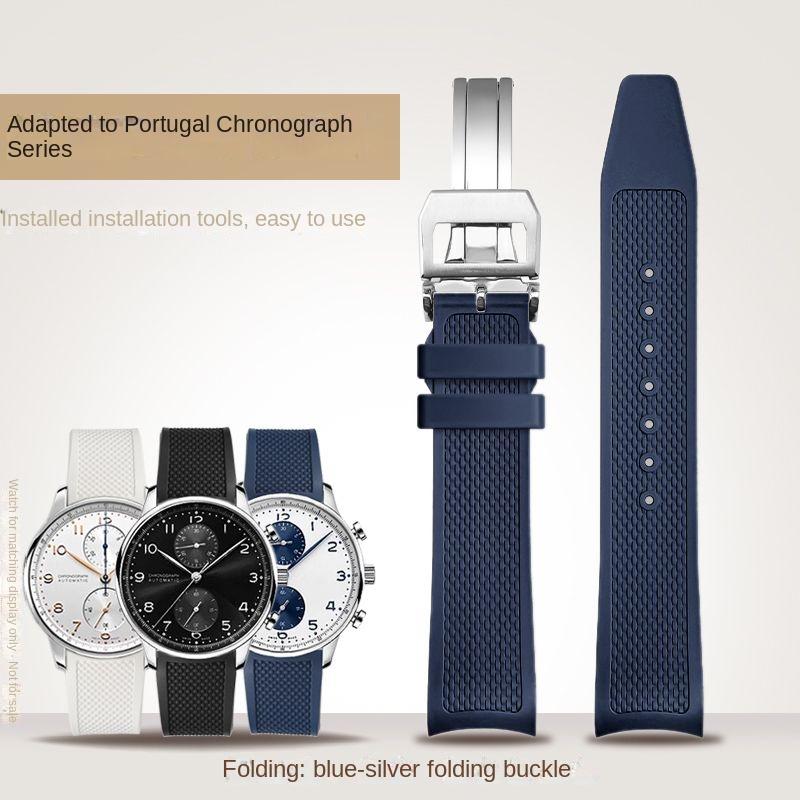 

New Metal Curved End Woven FKM Rubber Strap for IWC Portugal IW371609 1620 Series fluororubber watch Bracelet Watchband 20mm 20mm