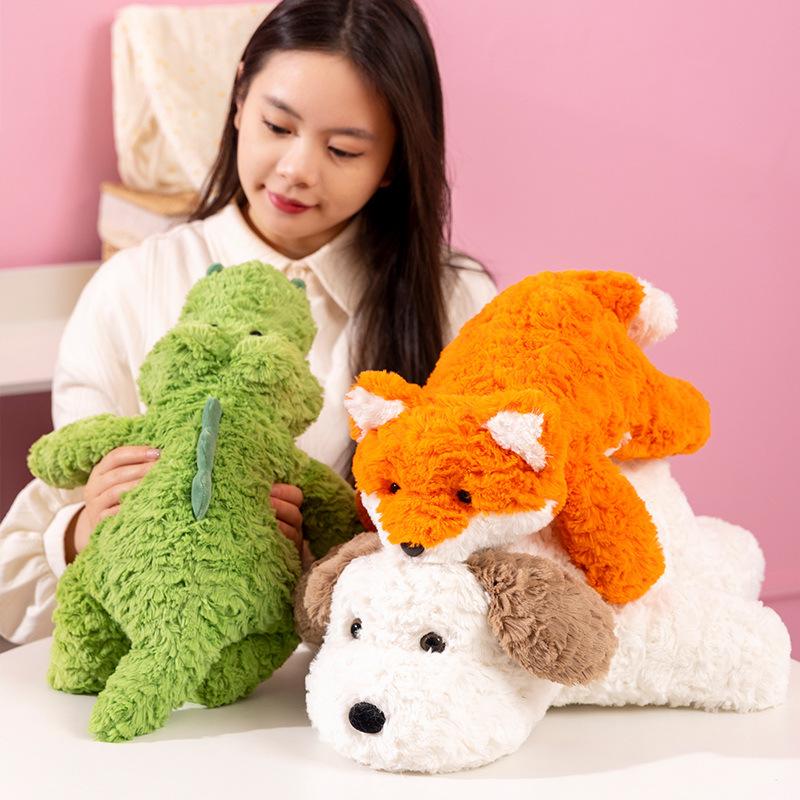 Cute Animal Crocodile Throw Pillow Plush Toy Doll Lying Down Fox Dog Doll Girl Soothing Doll