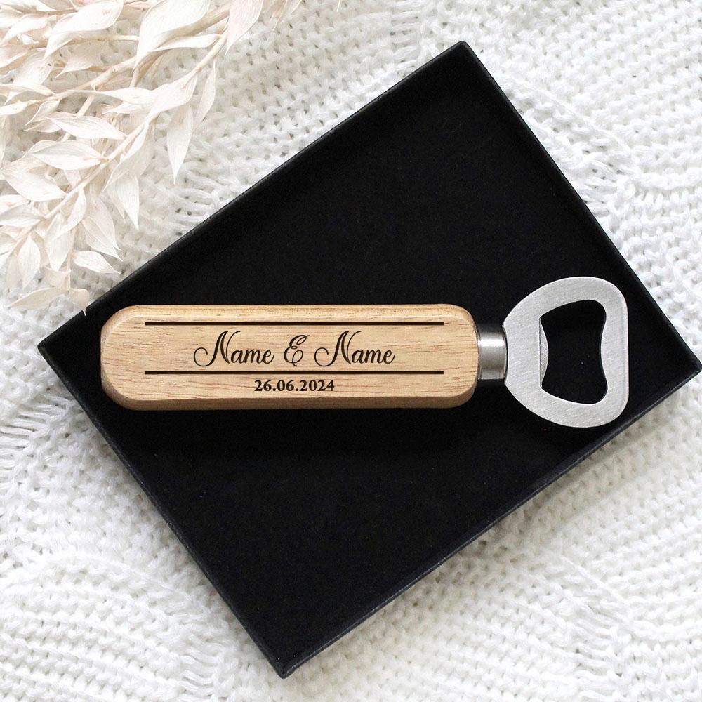 

6pcs/Lot Personalised Wooden Bottle Opener Fathers Day Christmas Gift Engraved Wooden Bottle Opener Any Name Wedding Favour Gift
