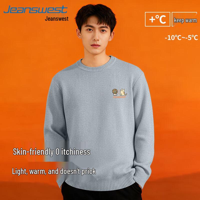 

Jeanswest Men s JZS Roast Fire Kitten Fleece-Lined Round Neck Sweater 3XL