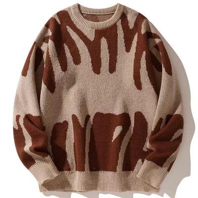 New Contrasting Crewneck Women's Retro Lazy Loose Trend Couple Explosive Knitwear Sweater