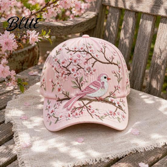 Frühling Sommer Hut Baseballkappe für Damen Stickerei Blumen Vogel Muster Hut Natur inspiriert Lässig Verstellbare Passform Gartenarbeit Sonne Draußen