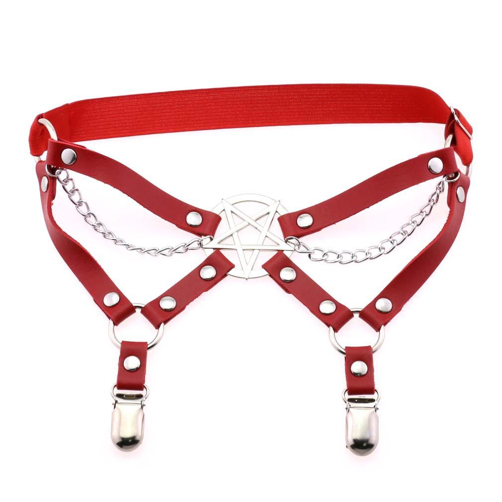 Fxcube New Goth Punk Leg Strap Garter Belt Pentagram Thigh Harness Women Girls Gothic Cosplay Accessories Harajuku Egirl Jewelry