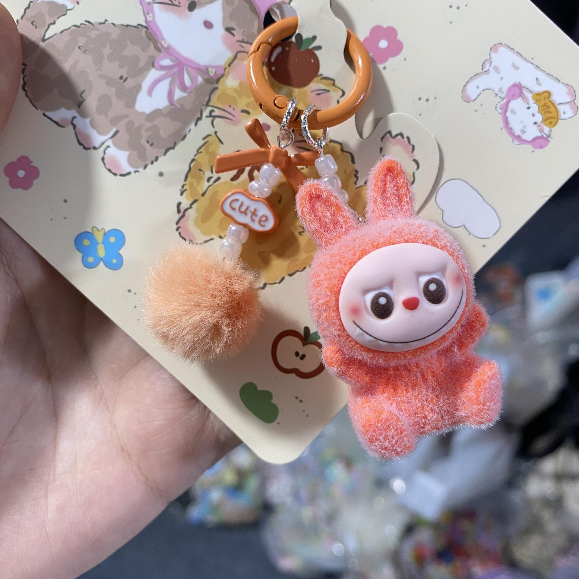 

Candy Color Flocking Cloth Keychain Pendant Mobile Phone Pendant Girl Bag Pendant Keychain Cute Fun