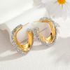 Stainless Steel C-shaped Crystal Earrings - Exquisite Geometric Stud Earrings