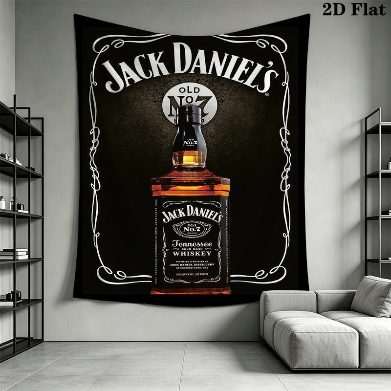 Jack Daniel'S Tennessee Whiskey Bottle Tapestry Wallmounted Background Cloth Atmospheric Background Cloth Homestay Soft Decoration Tapestry