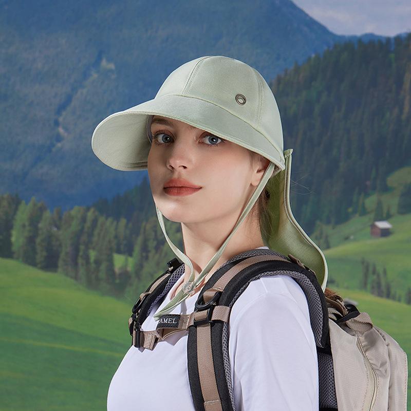 Spring and Summer Outdoor Sunscreen Hat Can Hang Mask Hat Women's Big Brim Shawl Bucket Hat Versatile Fashion Sun Hat