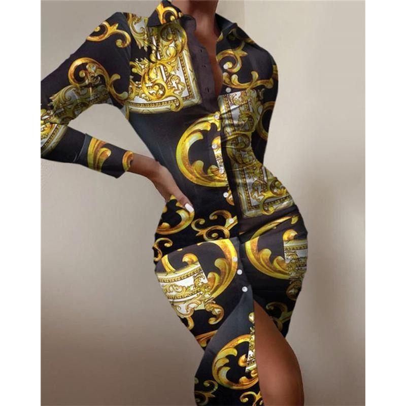 

Elegant Ladies Splice Long Shirt Dress Irregular Party Dress 8 XL