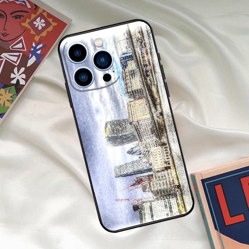 Retro Winter Snow London Phone Case For iPhone 17 16 15 13 12 11 14 Pro Max 16 Plus 12 13 Mini 16e 17 Air Funda Cover