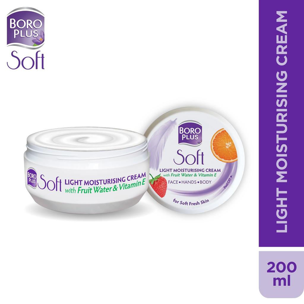 BoroPlus Soft Light Moisturising Cream 200 Ml Pack Unisex 24 Hour Hydration Face Hands Body