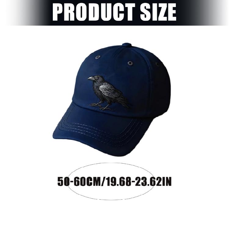 Crow Design Baseball Cap Gothic Adjustable Strap Baseball Hat for Music Festival and Theme Event Gathering Headwear