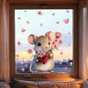 PVC Valentine's Day Window Stickers Animals Cats Bears Mice Love Heart Window Decals  Decorations