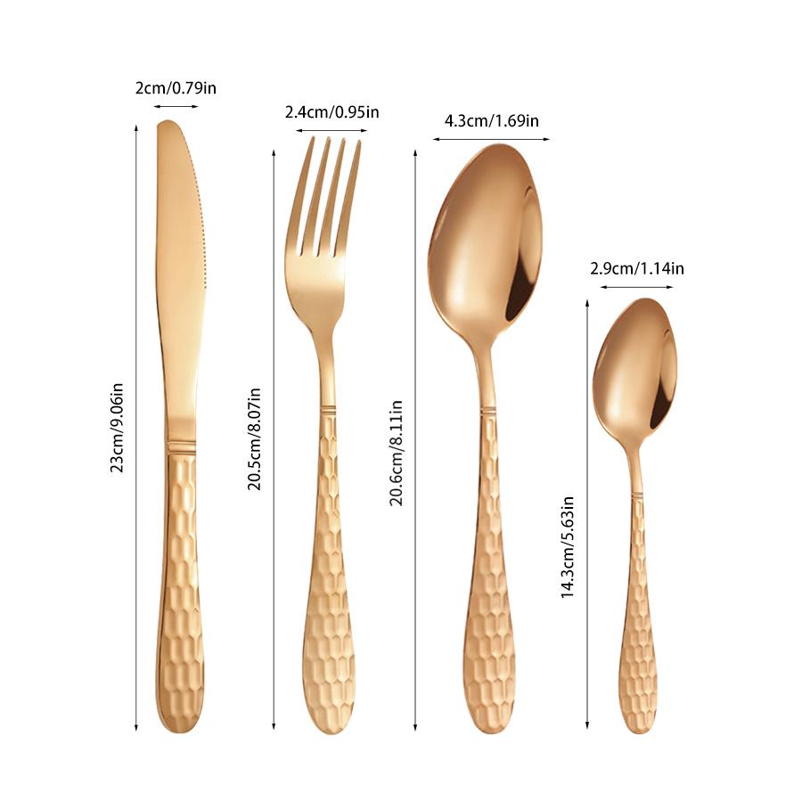4/6/16/24pcs Stainless steel rose gold cutlery set steak knife fork spoon cutlery set suitable for family western restaurant