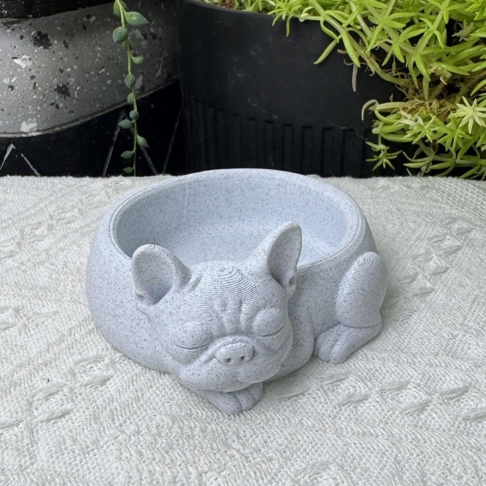 Ornaments Dog Shaped Flowerpot Funny Bulldog Plant Pot Cute Puppy Figurine Desktop