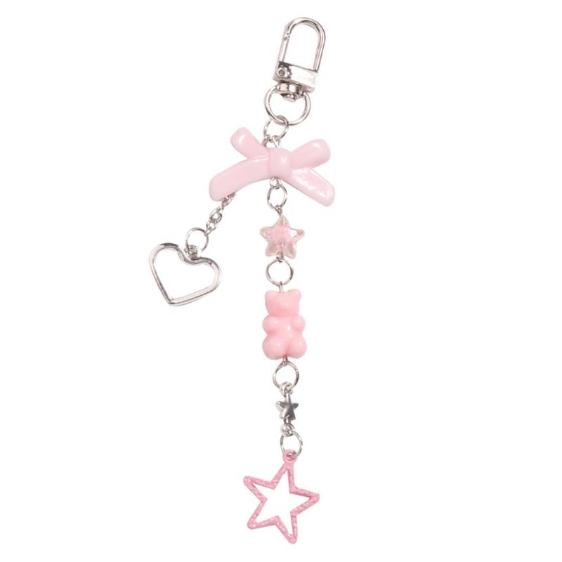 Eye Catching Heart Bear Key Chain Pendant Butterfly Knot Key Rings for Phones