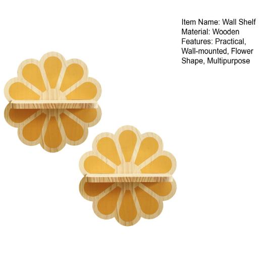 Yousheng Decorative Floating Shelf Flower Shape Wall Shelf Wooden Wall Plant Holder Crystal Display Shelf for Figurines Home Decorations Storage