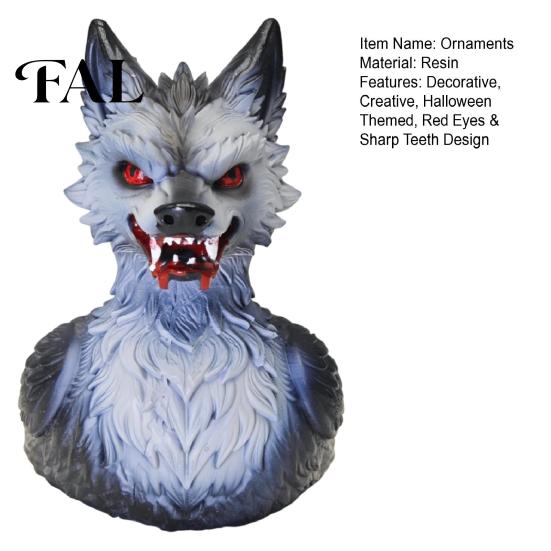 Dark Style Resin Desktop Decor 3D Printed Wolf Duck Collectible Figurine, Halloween Striking Wildlife Desk Decor, Curiosity Lovers Items Statue