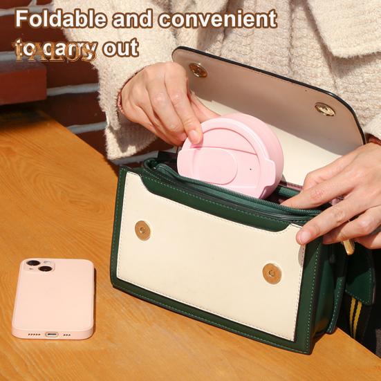 Collapsible Silicone Travel Cup 12oz Portable Foldable Coffee Mug for Camping Hiking Commuting Leakproof Eco-Friendly Water Bottle with Wide Mouth