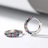 Exquisite Geometric Circle Colorful Zircon Hoop Earrings for Women Korea Jewelry Wedding Bride Accessory Gift