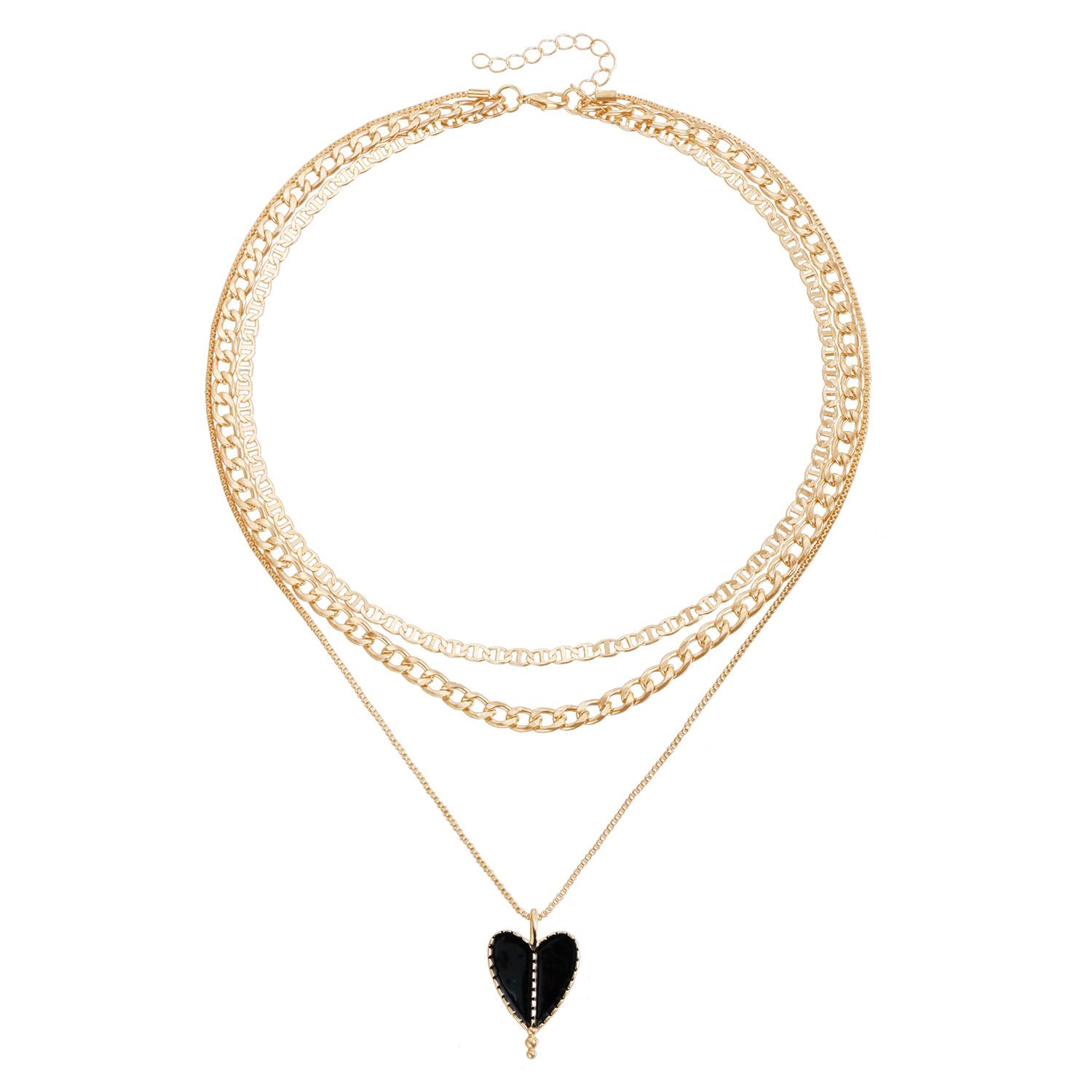 

European and American jewelry, fashionable retro ins wind drop glaze symmetrical love necklace women s personality trend multi-layer necklace золотой