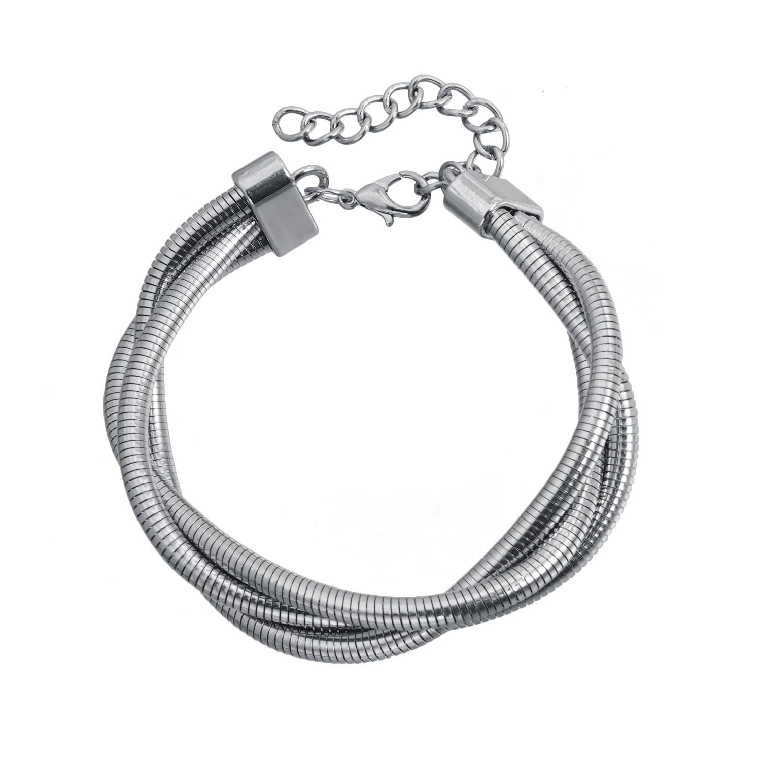 

Punk Twisted Three-layer Snake Chain Necklace Bracelet Suitable for Both Men and Women, Gold and Silver Mixed Color Necklace Bracelet Jewelry Set