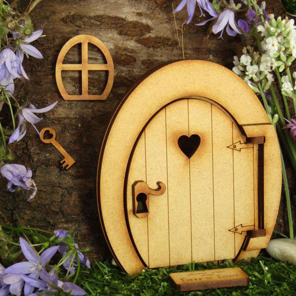 Süs Eski Dekorasyon Mikro Manzara Dollhouse Bahçe Minyatür Peri Elf Kapı Ahşap El Sanatları