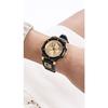 GUESS Women's 38mm Analog Watch, Black/Two-Tone/Champagne.