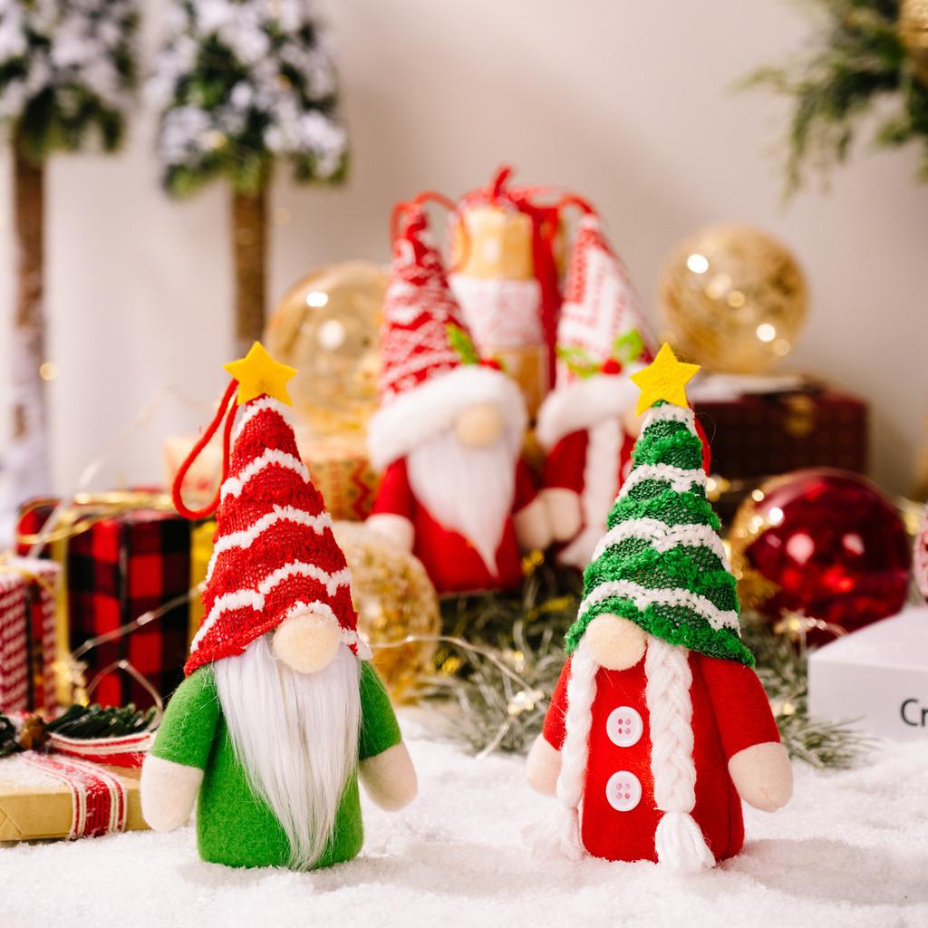Adorable Knitted Christmas Decorations With Striped Beanie Gnome Star Ornaments