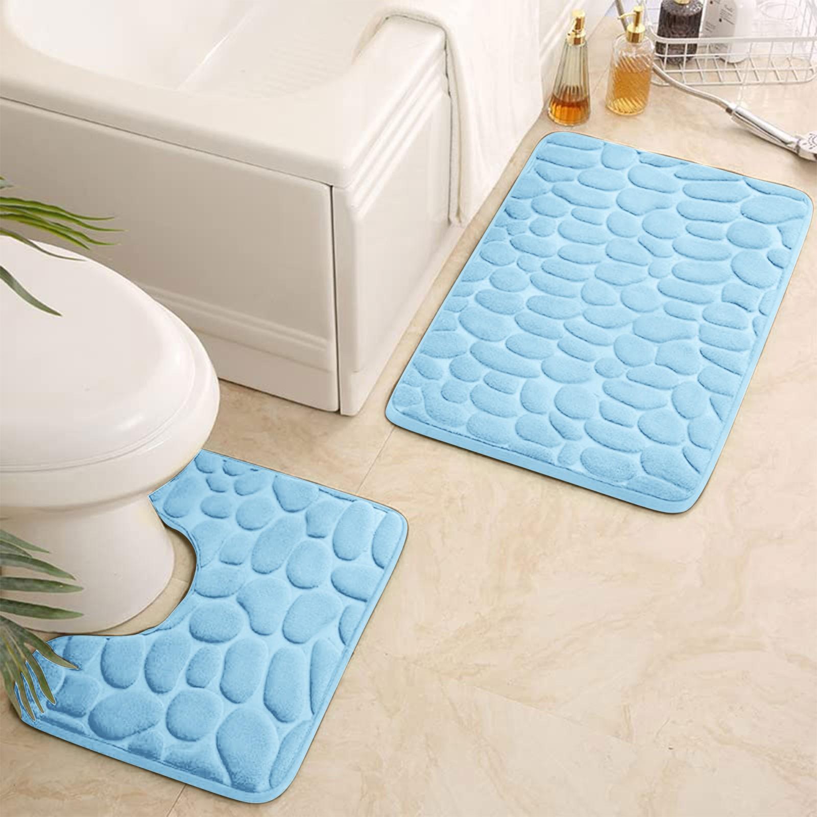 

Нескользящий коврик для ванной 50 х 80 см и коврик для туалета 50 х 40 см, набор ковриков для ванной из 2 предметов, мягкий коврик для ванной, моющиеся коврики для ванной комнаты One Size небесно-голубой