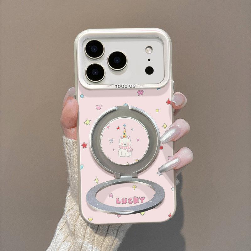Applicable To Apple 17 Mobile Phone Case Cartoon New Fun with Bracket Female Iphone16 All-inclusive Powder West Highland Dog