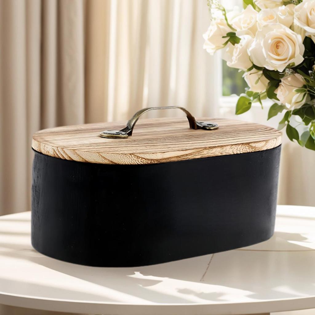 Bathroom Storage Box Oval Wood Feminine Product Organizer With Lid Tampon Storage Container Toilet Accessories Box