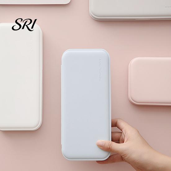 Pressure-resistant Pencil Holder Stationery Box Portable Thin Large Capacity Macaron Color Travel-friendly Container Case with Partitioned Storage