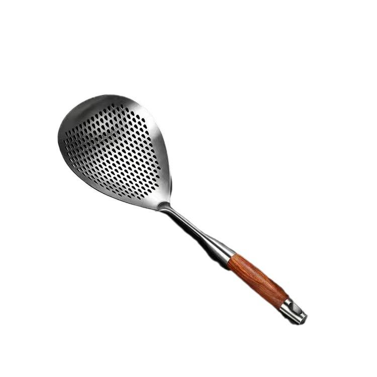304 Stainless Steel Long-Handled Kitchen Colander Spoon for Drain, Noodles, Frying, and Hot Pot.