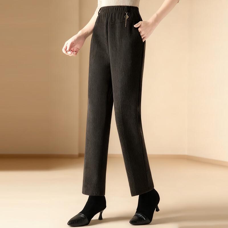 SIFONE Women s Wool Blend Straight-Leg Casual Pants for Mid-Aged & Elderly L