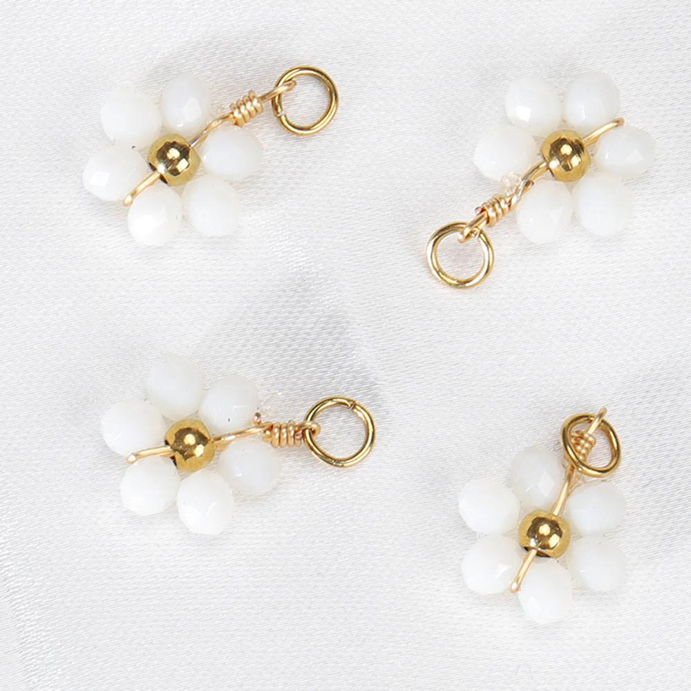 20pcs Stainless Steel Multicolor Flower Crystal Beads ABS Pearl For Jewelry Making DIY Handmade Necklace Bracelet Accessories